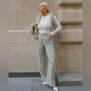 Abercrombie x Kathleen Post Cuffed Hem Tailored Wide Leg Pants